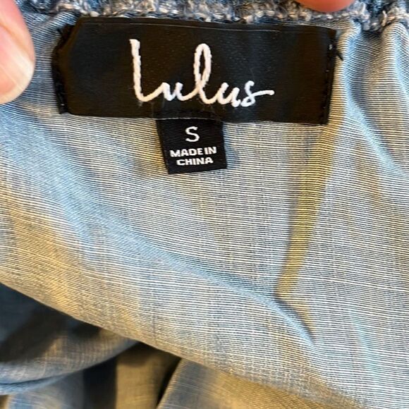 Lulus Chambray Off The Shoulder Ruffle Dress - Women's Size Small - Picture 3 of 4